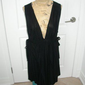 Black V-neck Beach Cover-up with Side Bows